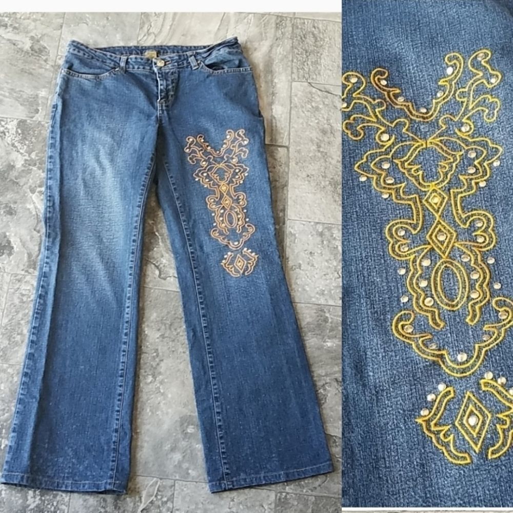 Vintage 90s y2k Def Jam University Phat Fashion Embroidered Low Rise Jeans‎